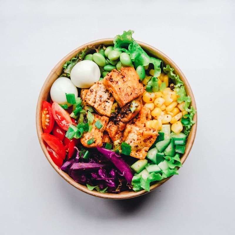 Colorful plate with fresh, healthy foods